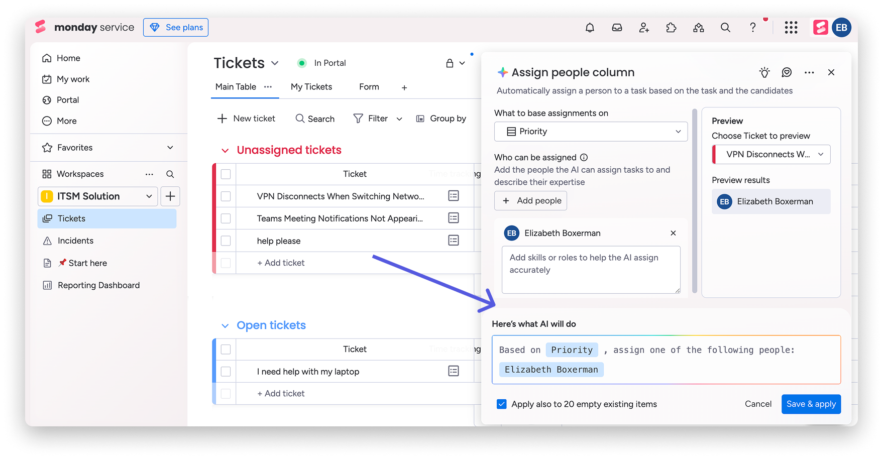 Monday.com Dev boards and timeline